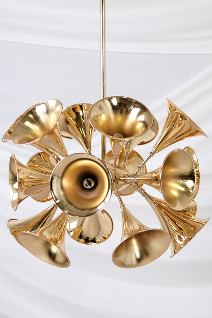 Trumpet Chandelier in Polished Metal