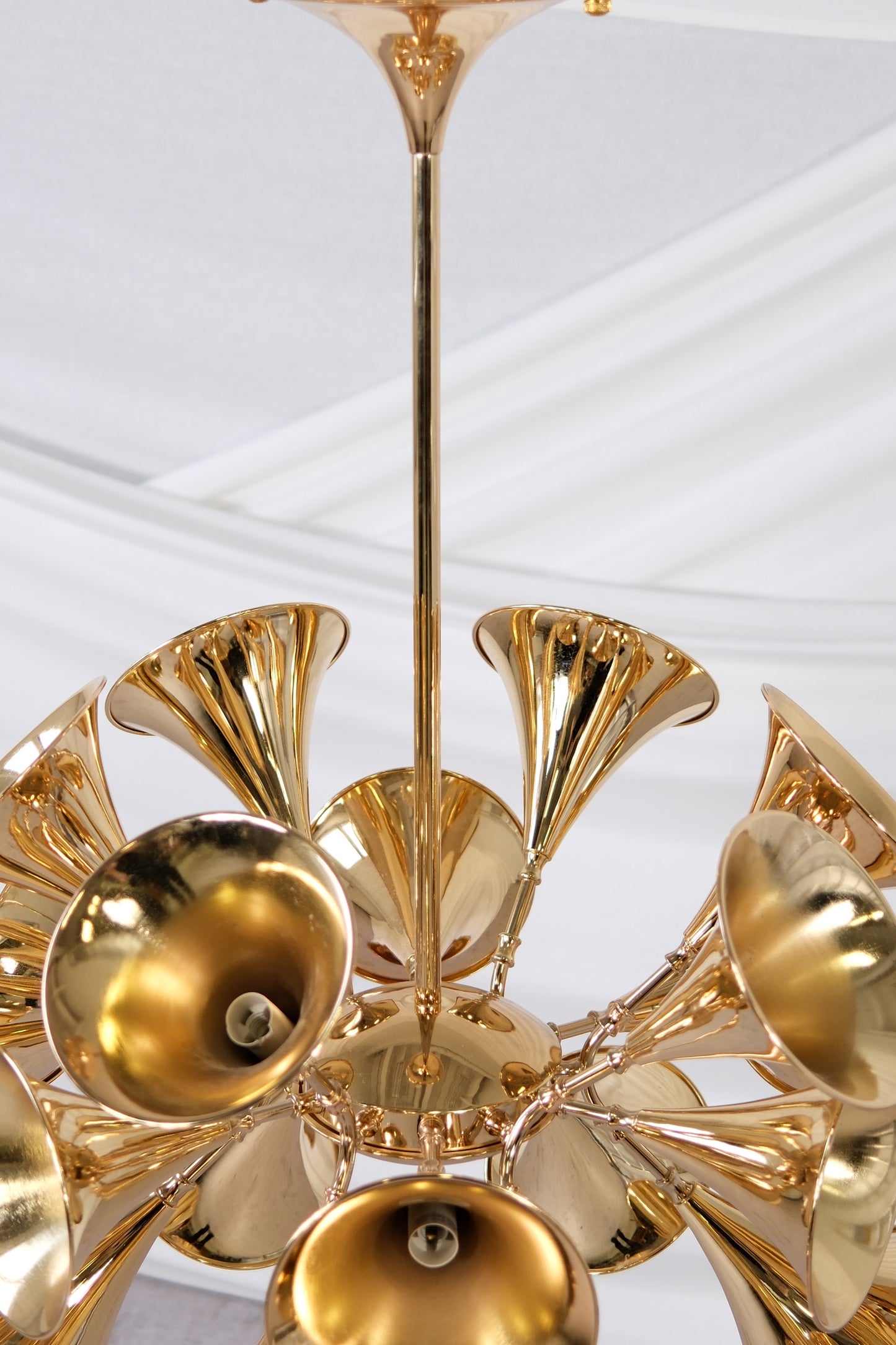 Trumpet Chandelier in Polished Metal