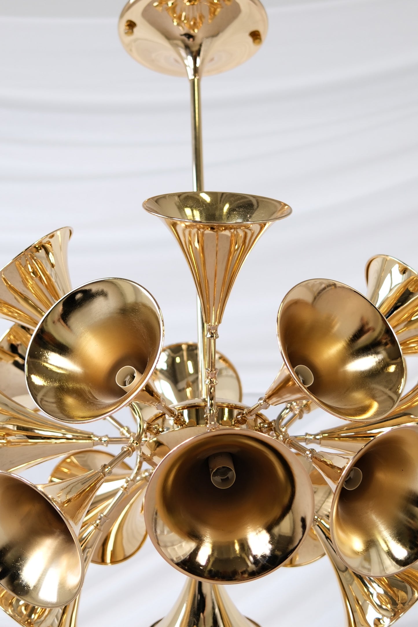 Trumpet Chandelier in Polished Metal
