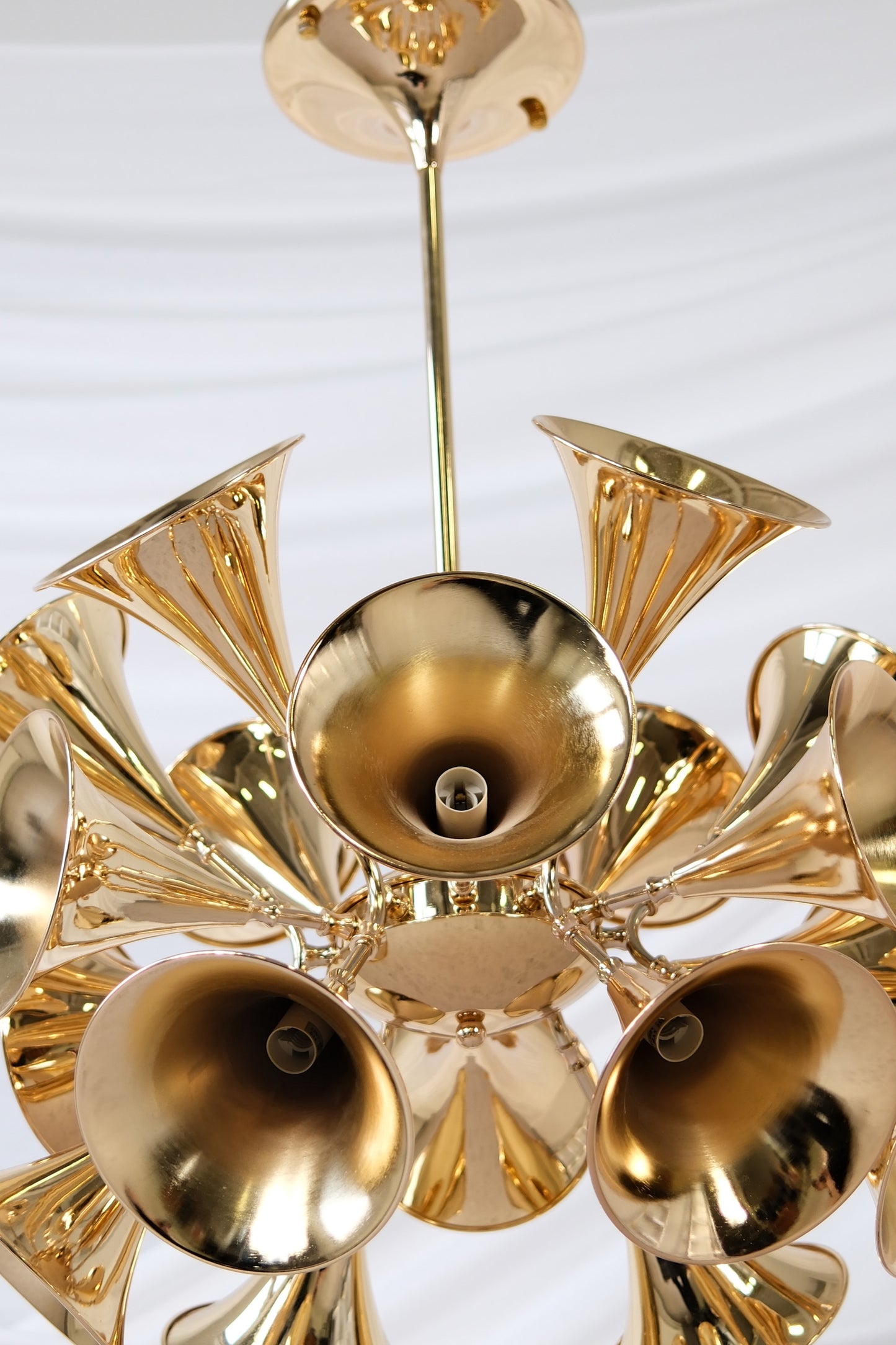Trumpet Chandelier in Polished Metal