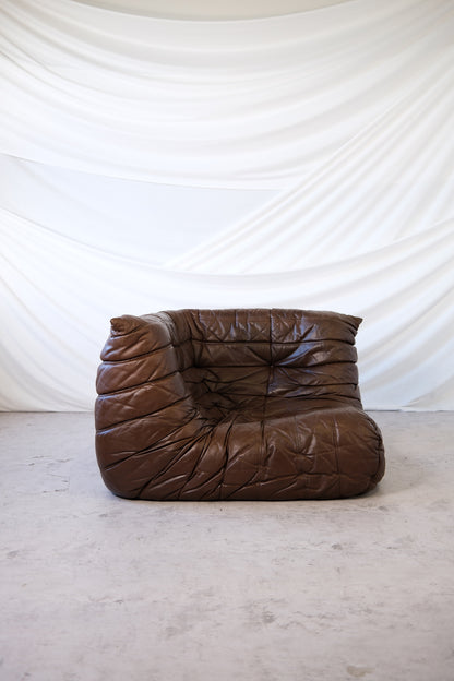 Ligne Roset Togo Sofa Set, Dark Brown Leather
