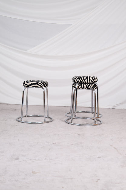 Vintage Zebra Chrome Stools
