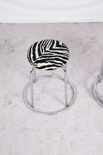 Vintage Zebra Chrome Stools