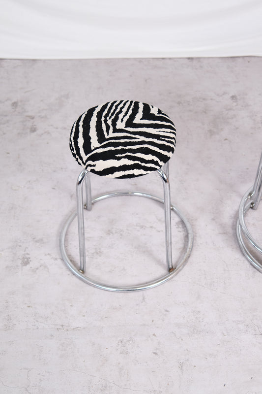 Vintage Zebra Chrome Stools
