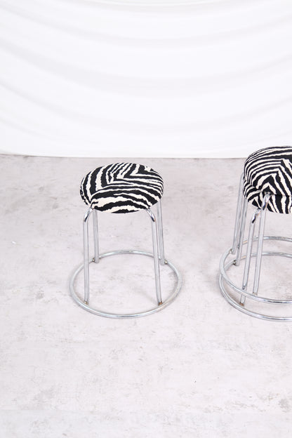 Vintage Zebra Chrome Stools