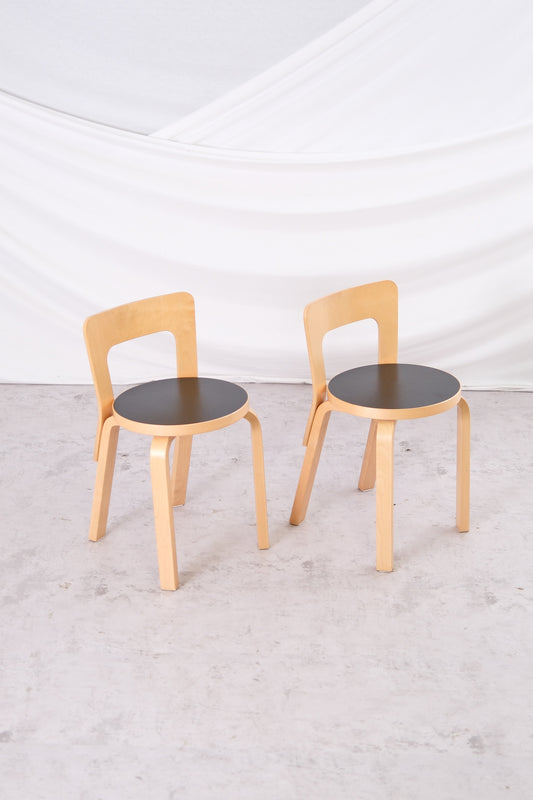 Artek 65 Chairs Black Linoleum