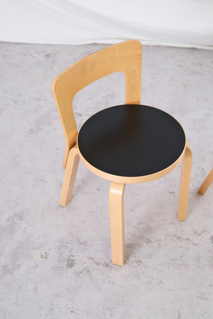 Artek 65 Chairs Black Linoleum