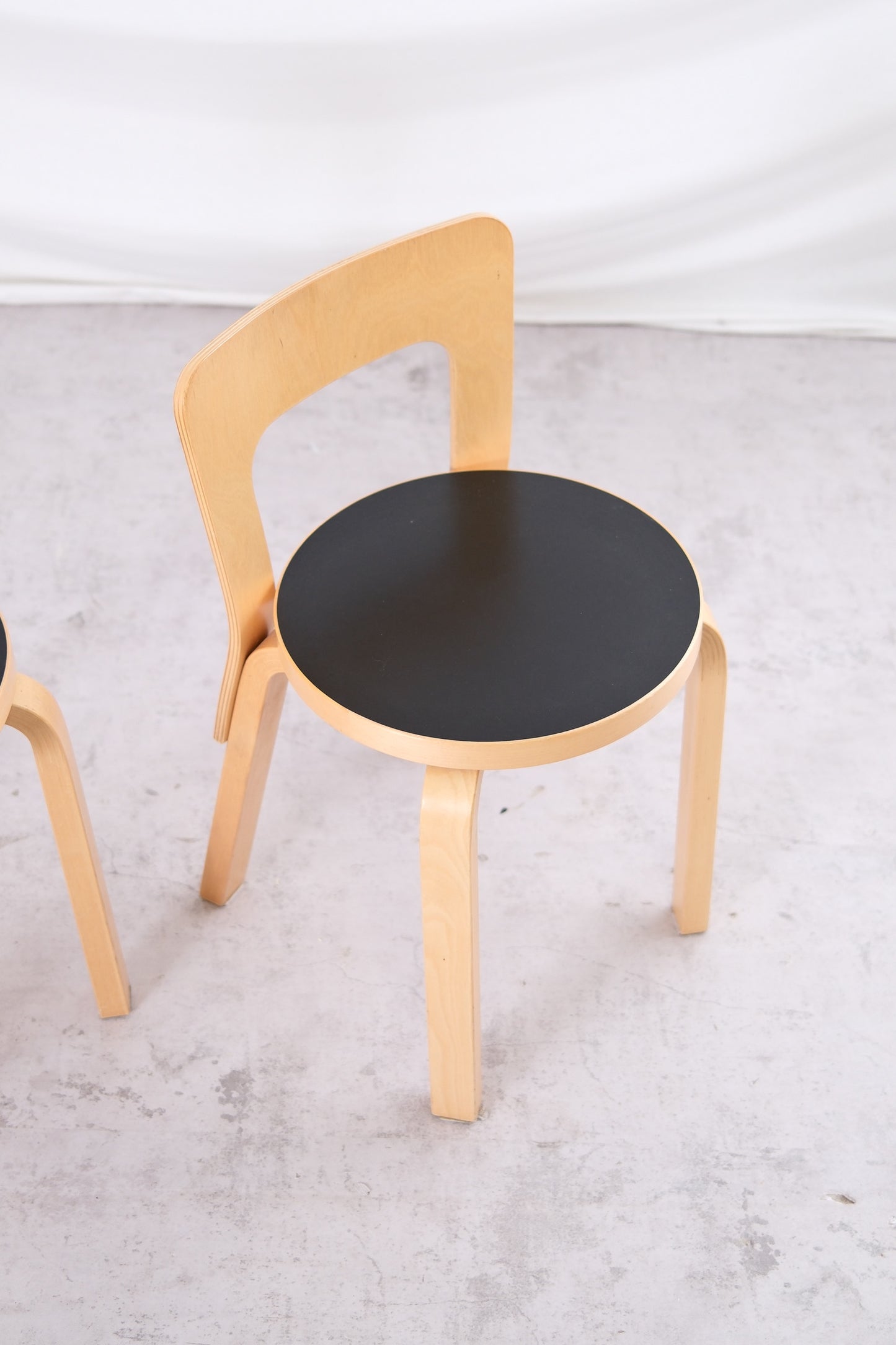 Artek 65 Chairs Black Linoleum