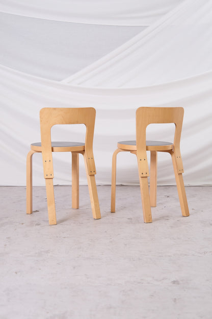 Artek 65 Chairs Black Linoleum