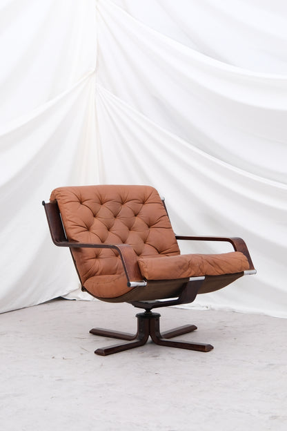 Vatne Møbler Swivel Lounge Chair Norway, 1970s