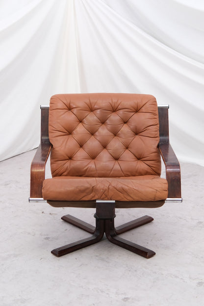 Vatne Møbler Swivel Lounge Chair Norway, 1970s