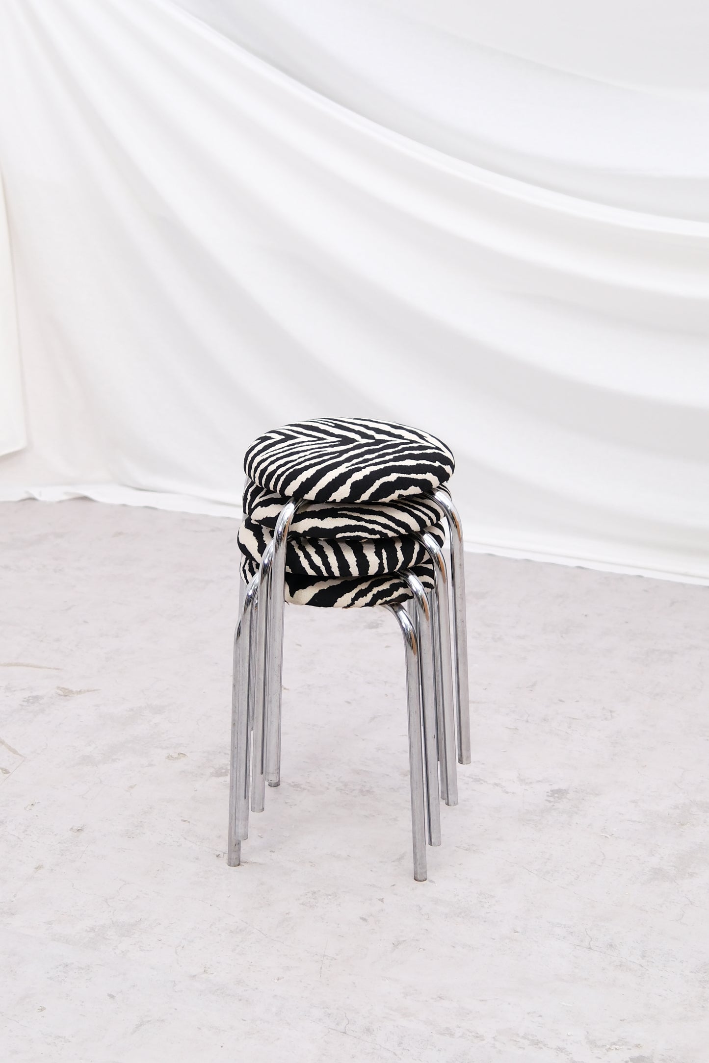 Vintage Chrome Zebra Stools