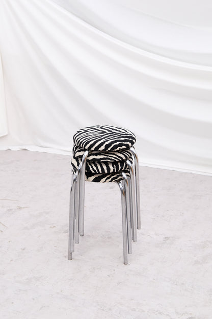 Vintage Chrome Zebra Stools