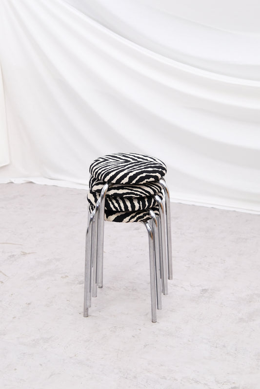 Vintage Chrome Zebra Stools