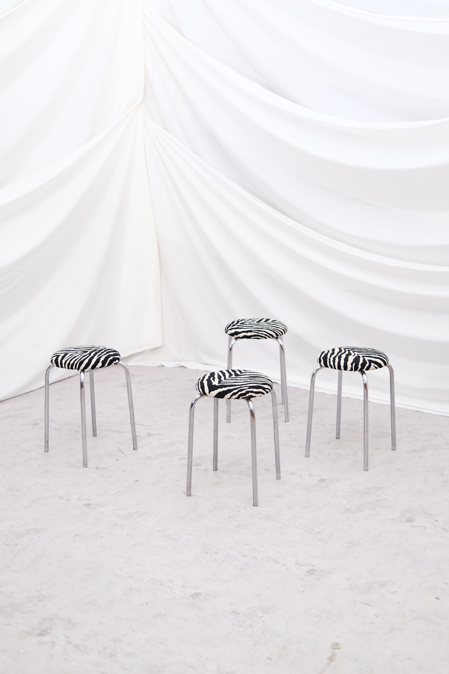 Vintage Chrome Zebra Stools