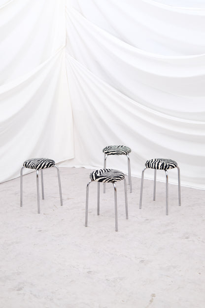 Vintage Chrome Zebra Stools