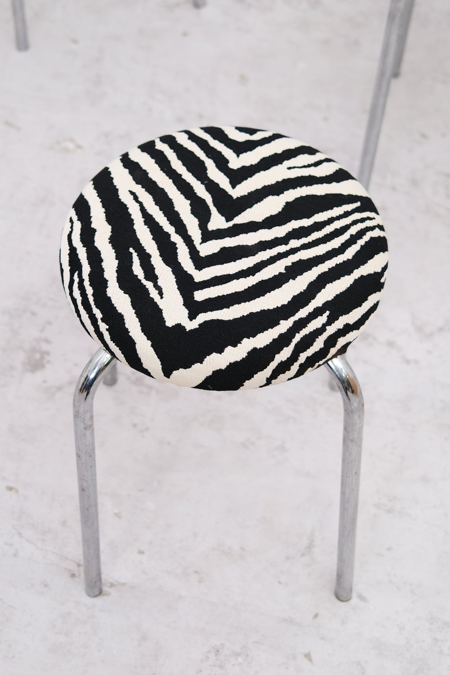 Vintage Chrome Zebra Stools