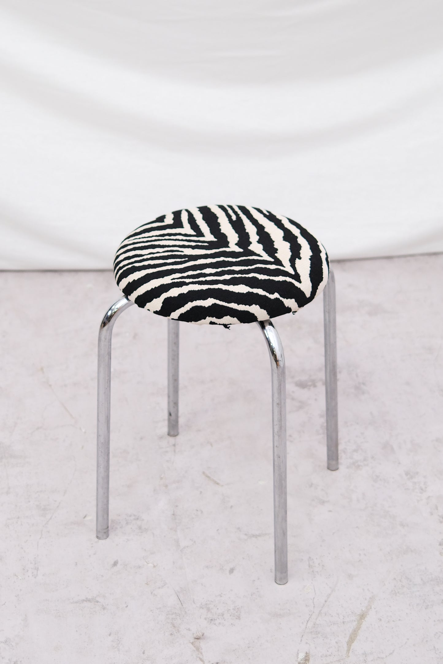 Vintage Chrome Zebra Stools