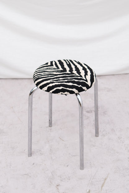Vintage Chrome Zebra Stools