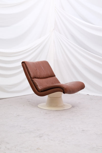 Yrjö Kukkapuro Saturnus Armchair in Brown Leather