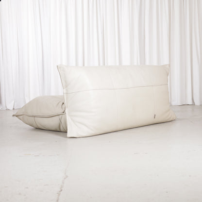 Yoko sofa in cream leather, rear three-quarter view