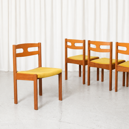 Vintage Esko Pajamies Palermo chair for Asko with teak frame and yellow upholstered seat. A Finnish 1960s design classic in excellent vintage condition.