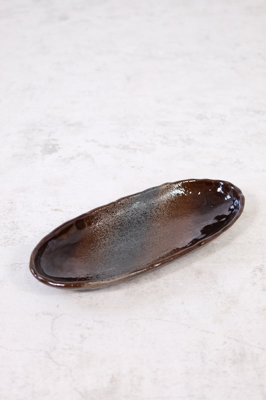 Japanese long stoneware plate