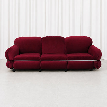 Vintage Hannibal sofa by Isku, designed by Kurt Hvitsjö. Available with custom upholstery in a selection of fabrics and colours currently in stock.