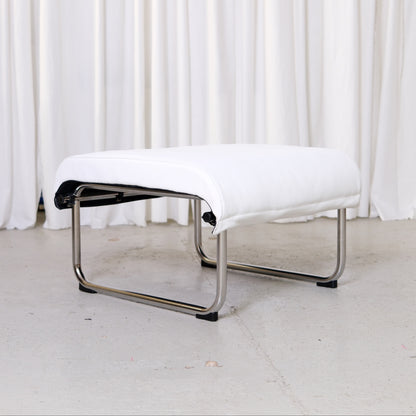 Yrjö Kukkapuro Remmi Lounge Chair and Ottoman in White Leather