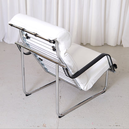 Yrjö Kukkapuro Remmi Lounge Chair and Ottoman in White Leather