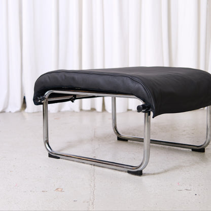 Yrjö Kukkapuro Remmi Lounge Chair and Ottoman in Black Leather