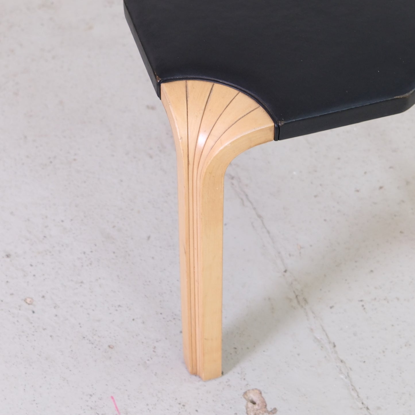 Artek X602 Stool with Black Leather by Alvar Aalto