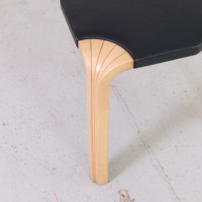Artek X602 Stool with Black Leather by Alvar Aalto