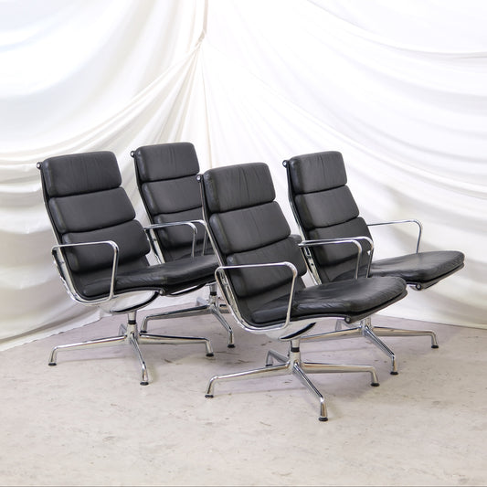 Vitra EA 215 Lounge Chair - Black Leather - Price Includes Deductible VAT 25.5%