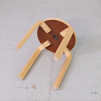 Artek E60 Stool with Bright Blue Laminate Seat by Alvar Aalto