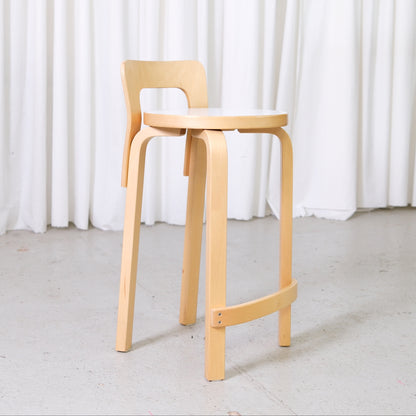 Artek K65 Bar Stool in Birch and White Laminate