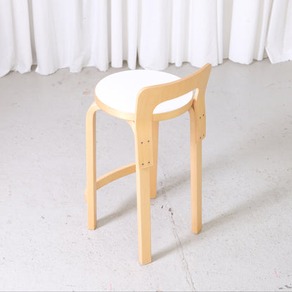 Artek K65 Bar Stool in Birch and White Laminate