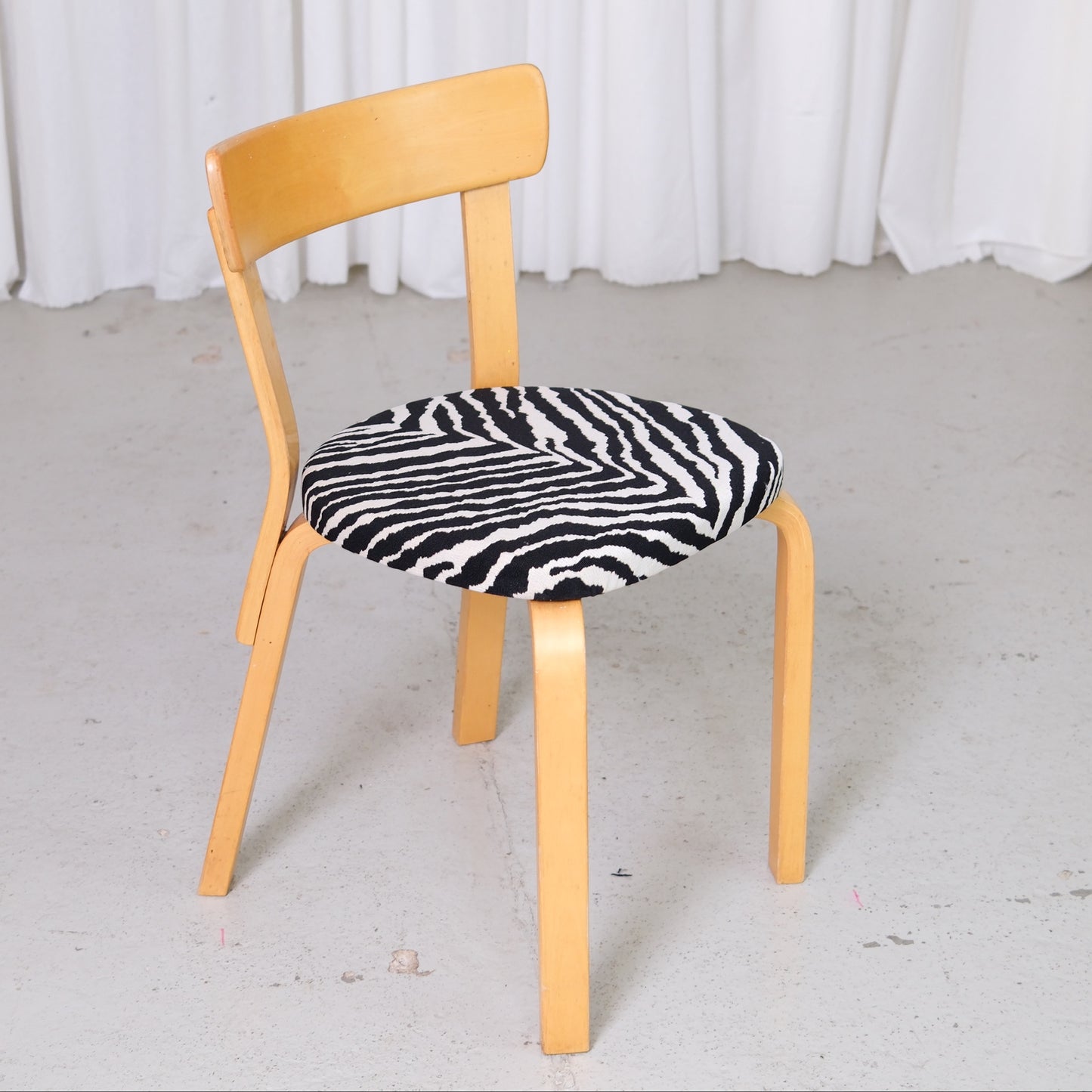 Artek Chair 69 with Zebra Upholstery by Alvar Aalto