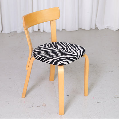 Artek Chair 69 with Zebra Upholstery by Alvar Aalto