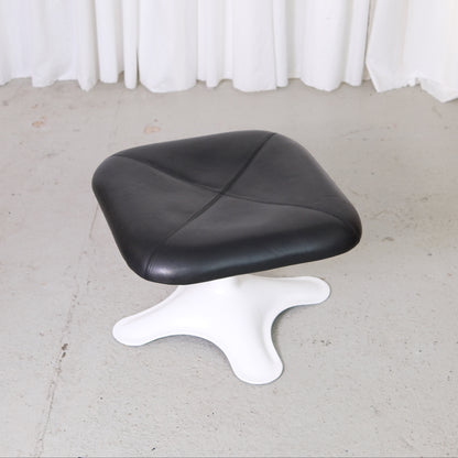 Yrjö Kukkapuro Karuselli Lounge Chair and Ottoman in Black Leather, Haimi