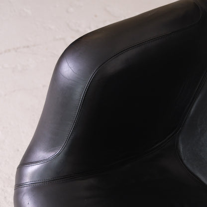 Yrjö Kukkapuro Karuselli Lounge Chair and Ottoman in Black Leather, Haimi