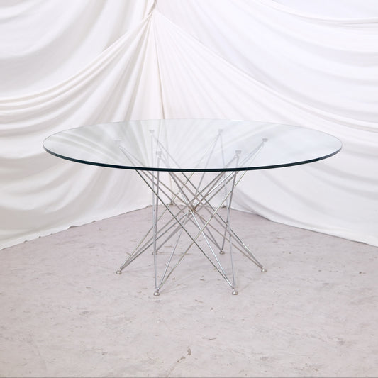 Vintage Bonaldo Round Dining Table – Glass Top 160 cm