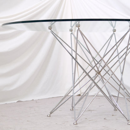 Vintage Bonaldo Round Dining Table – Glass Top 160 cm