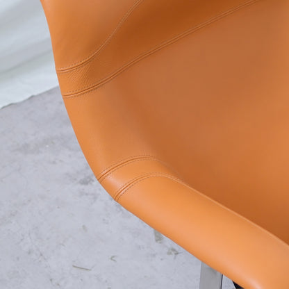 Yrjo Kukkapuro Karuselli Chair and Swivel Ottoman - Cognac Leather