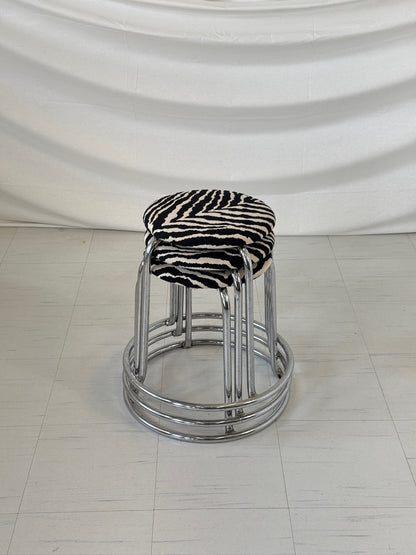 Vintage Chrome Zebra Stools