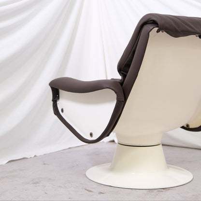 Yrjö Kukkapuro Saturnus Lounge Chair with Ottoman - Brown Leather
