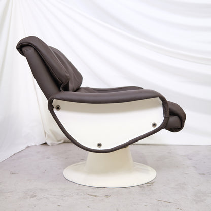 Yrjö Kukkapuro Saturnus Lounge Chair with Ottoman - Brown Leather