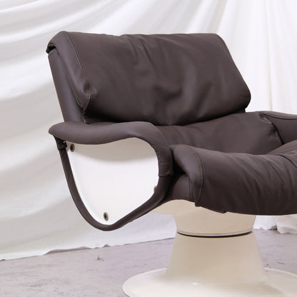 Yrjö Kukkapuro Saturnus Lounge Chair with Ottoman - Brown Leather