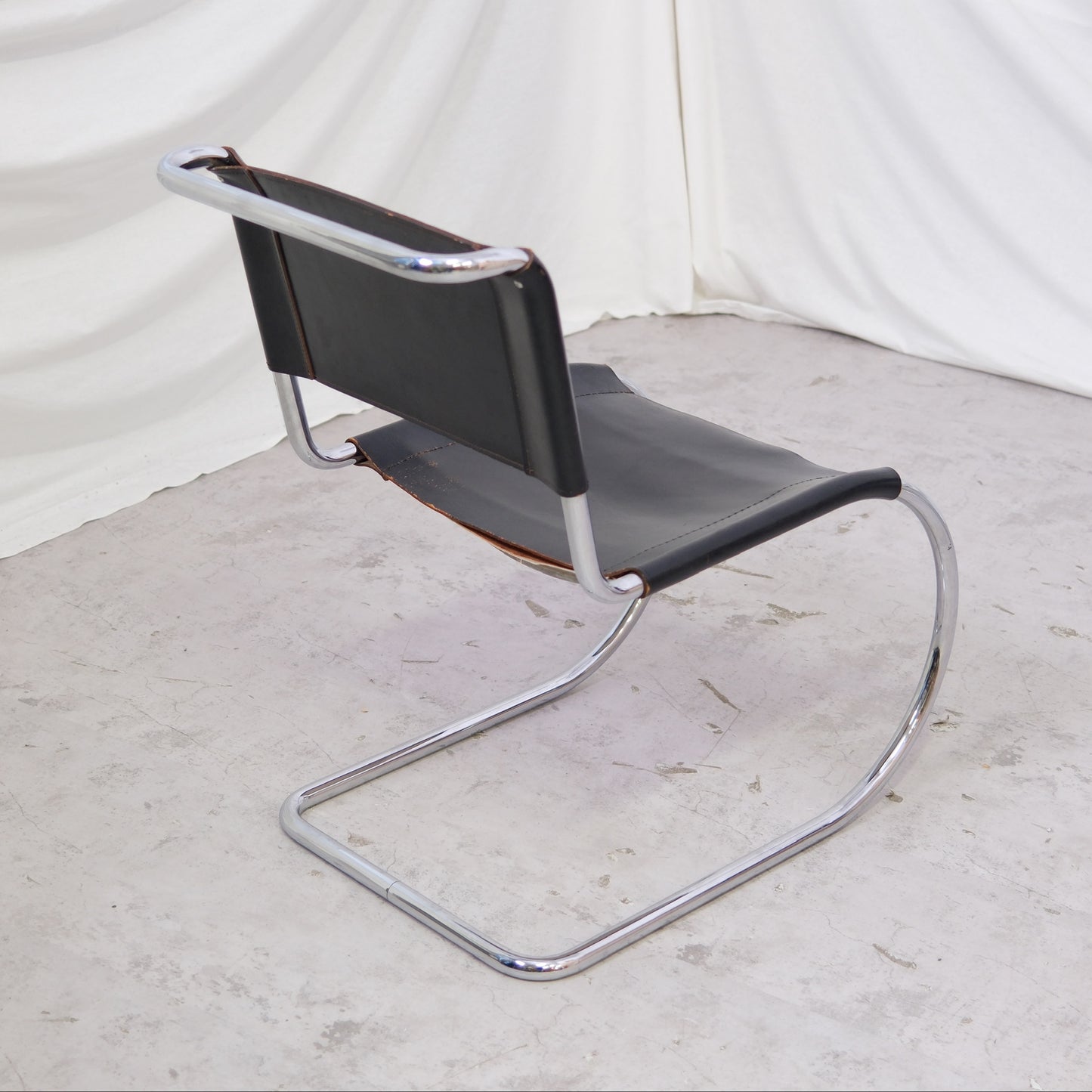 Thonet MR10 Chairs – Black Leather & Chrome