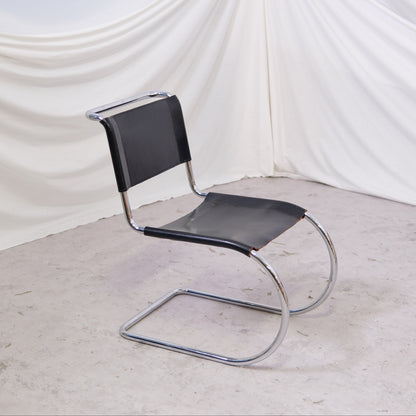 Thonet MR10 Chairs – Black Leather & Chrome